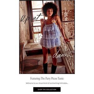 FREE PEOPLE PARTY PLEASE LACE TUNIC blue small 🦋🪻✨